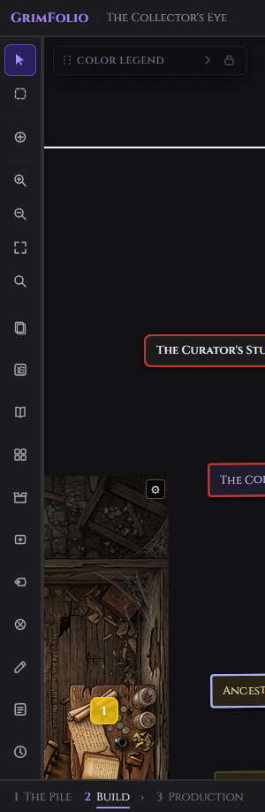 The Stage 2 left toolbar showing all tool icons from Select at the top to the clock restore points button at the bottom